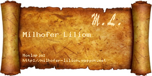 Milhofer Liliom névjegykártya